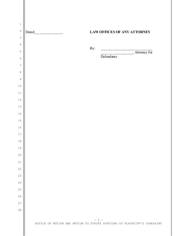 Sample California motion to strike complaint