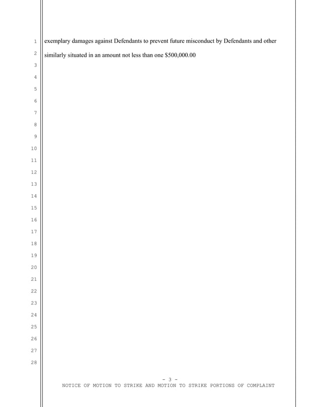 Sample motion to strike punitive damages in california