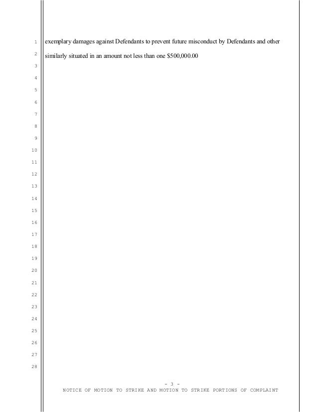 Sample motion to strike punitive damages in california