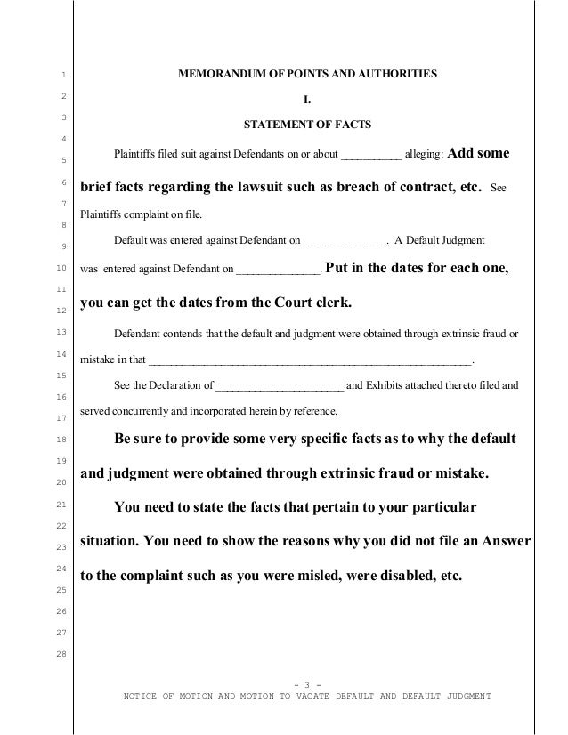 Sample California motion to vacate default judgment for extrinsic fra…