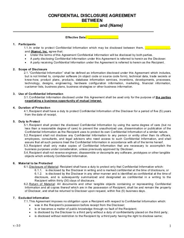 Non Disclosure Agreement Template In Spanish