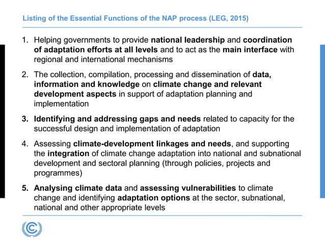 The sample NAP process based on the UNFCCC NAP technical guidelines | PDF