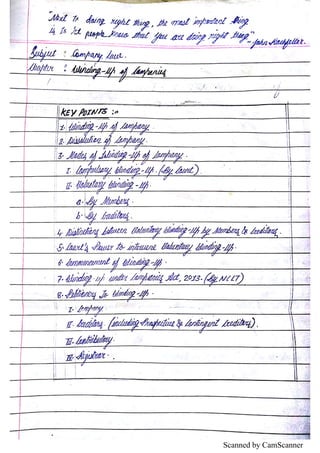 Sample notes for Winding up of Companies | PDF
