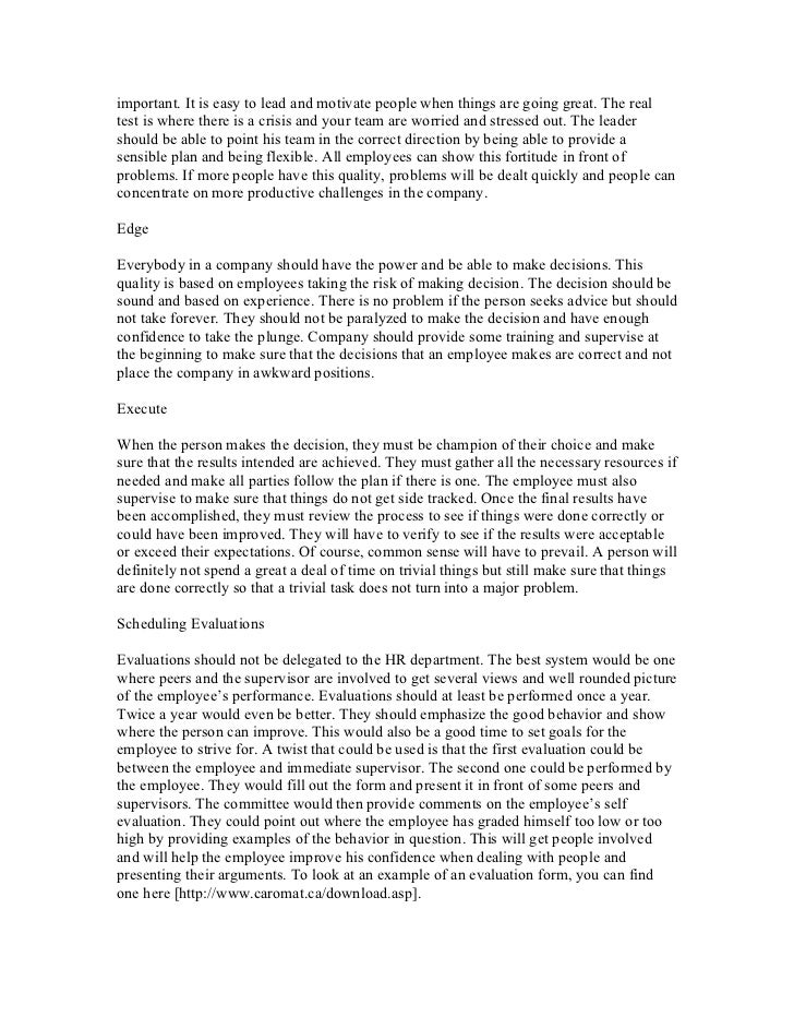 Sample of employee appraisal comments