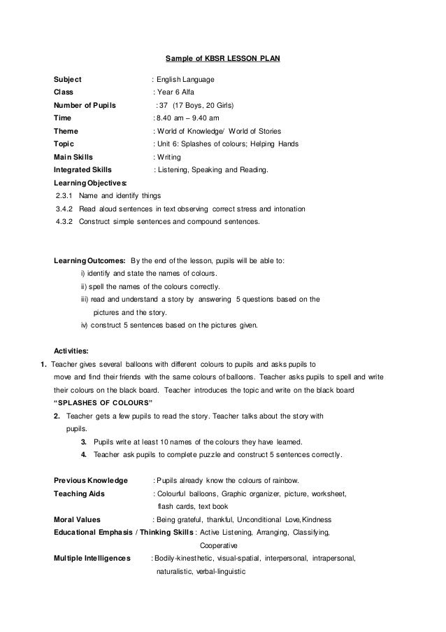 Lesson Plan For Story Writing Class 10
