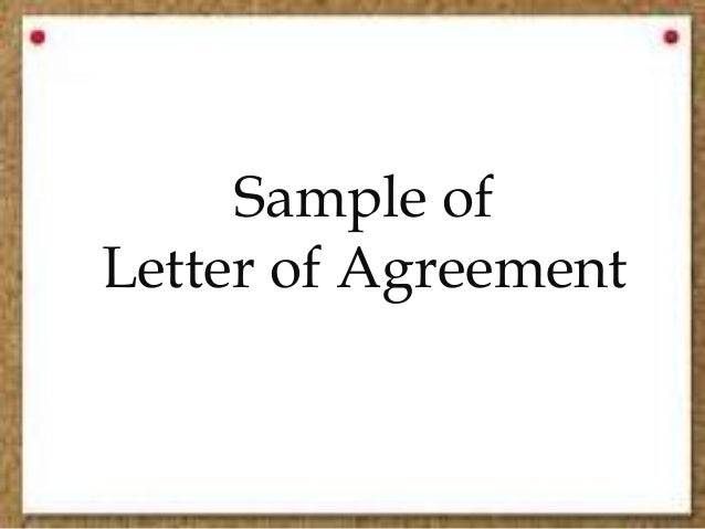sample of letter of agreement sample agreement letter