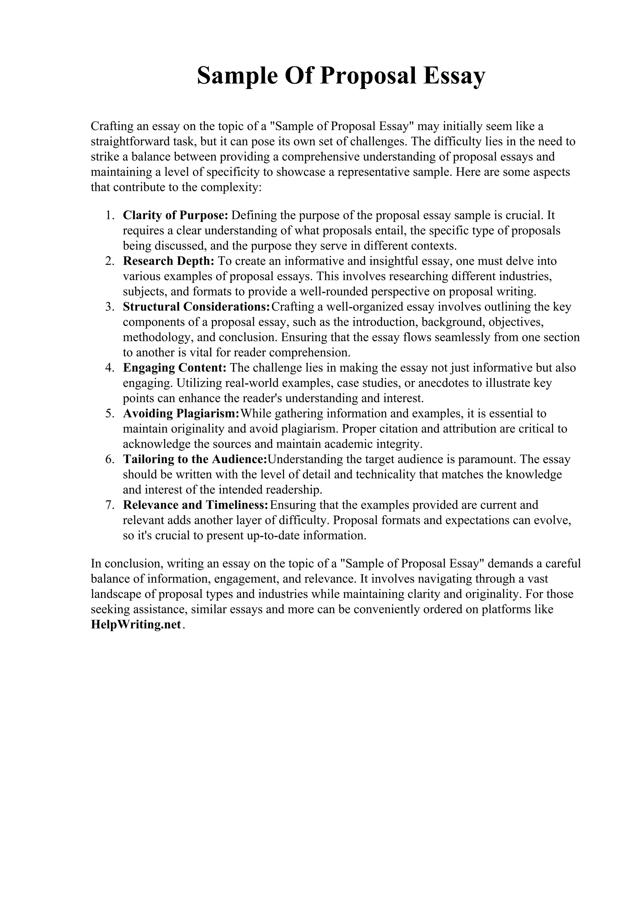 Sample Of Proposal Essay. American Career College | PDF