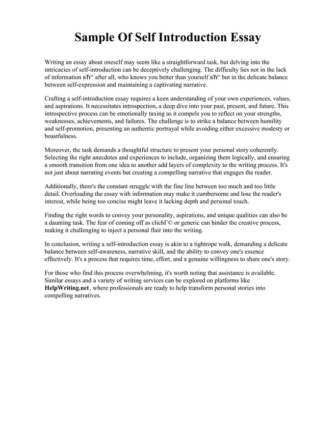 Sample Of Self Introduction Essay.pdf