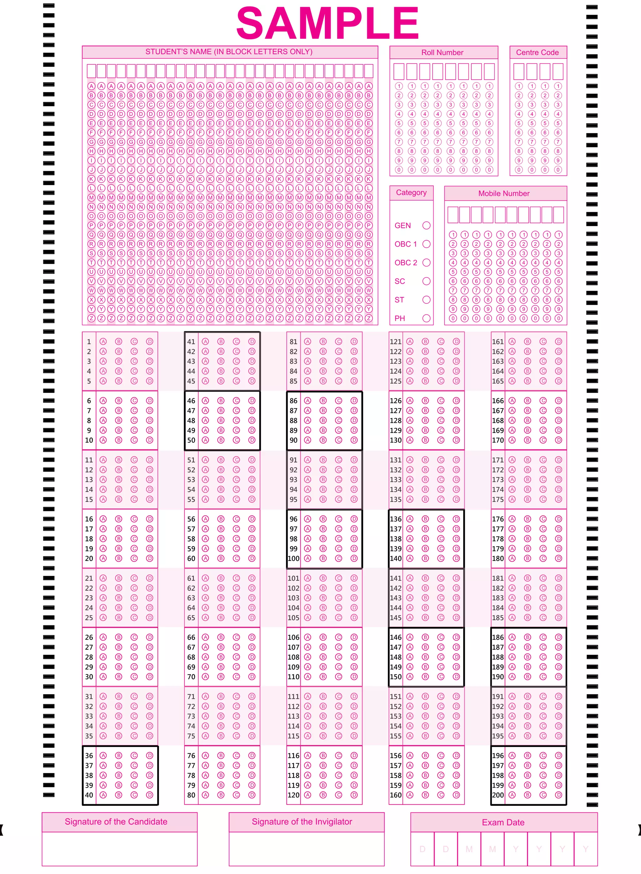 Sample omr sheet | PDF
