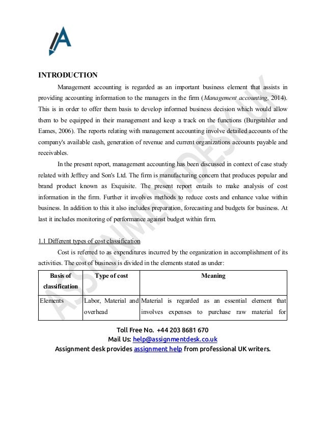 Management accounting assignment atkinson