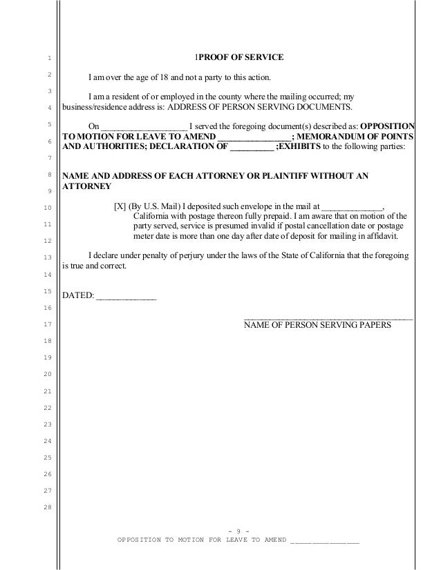Sample opposition to California motion for leave to amend