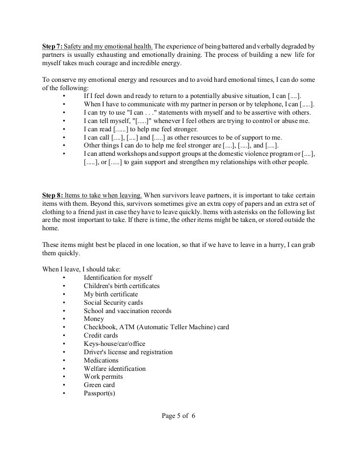 sample personalized safety plan sample safety plan