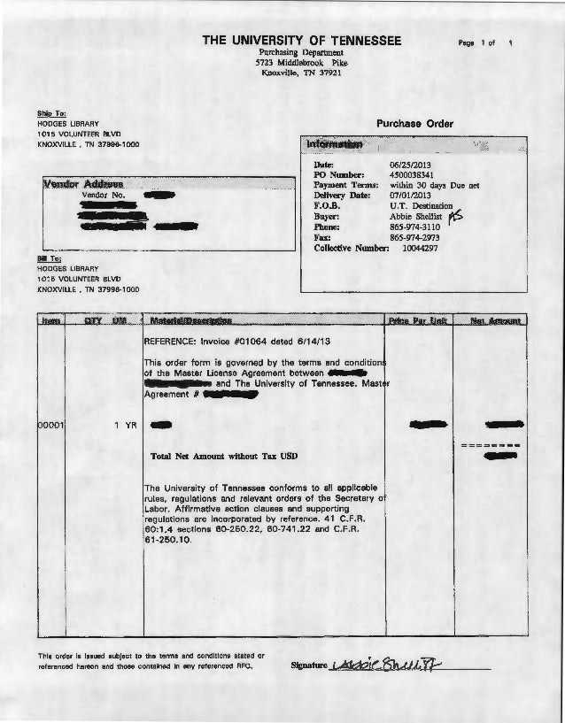 purchase orders sample