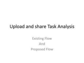 Upload and share Task Analysis Existing Flow  And Proposed Flow 