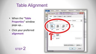 Microsoft Word: Working with Tables | PPTX