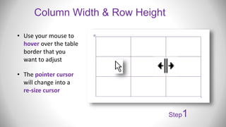 Row Height In Word Microsoft Word: Working with Tables | PPTX