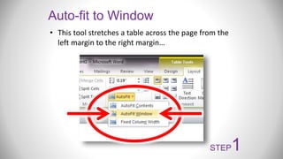 Microsoft Word: Working with Tables