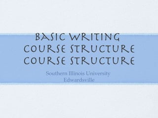 Basic Writing  Course Structure Course Structure ,[object Object],[object Object]