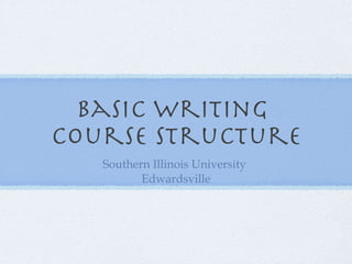 Basic Writing  Course Structure ,[object Object],[object Object]