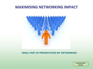 MAXIMISING NETWORKING IMPACT SMALL PART OF PRESENTATION ON ‘NETWORKING’  