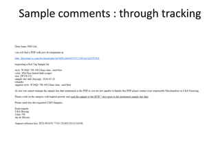 Sample comments : through tracking
 