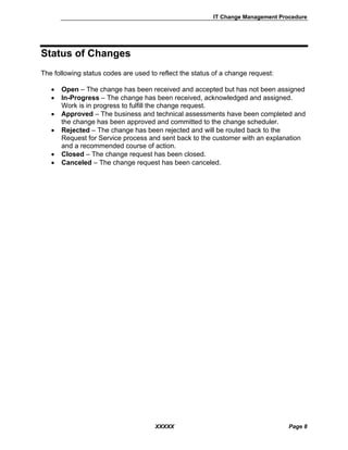 Code Status Changes Notes Sample process guide_-_change_management | PDF