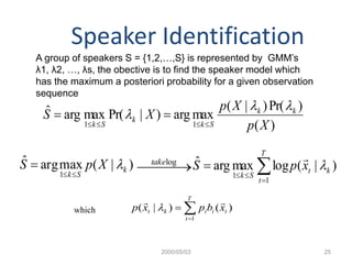 Speaker Recognition using Gaussian Mixture Model | PPTX