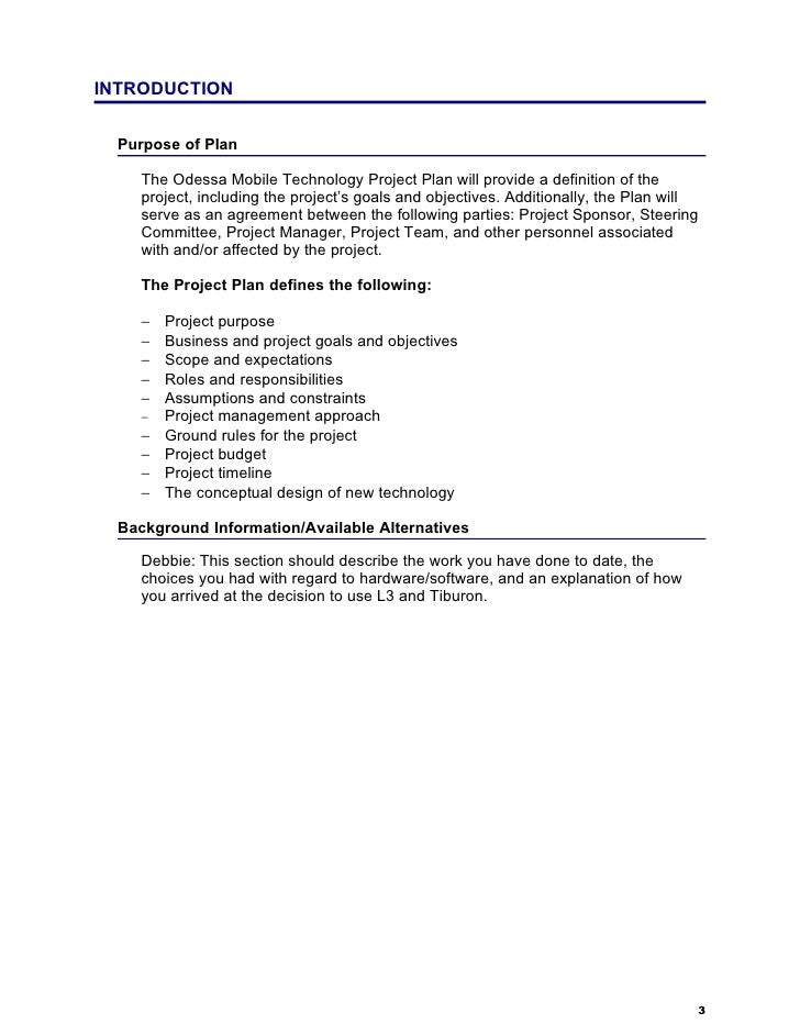 sample project plan