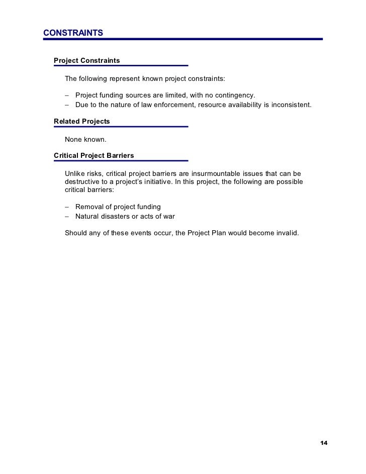 sample project plan example of a project plan
