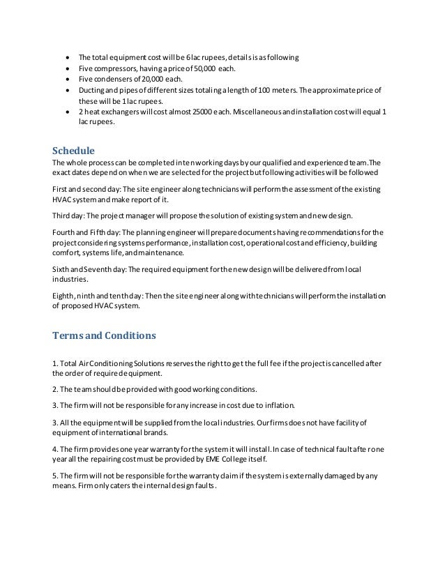 sample proposal for hvac improvement