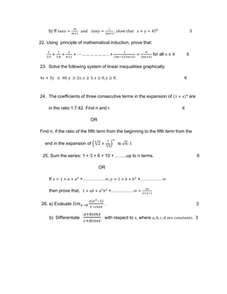 Sample question paper math Class XI CBSE | PDF