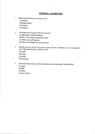 ongc sample quessionnaire for management trainee 2014