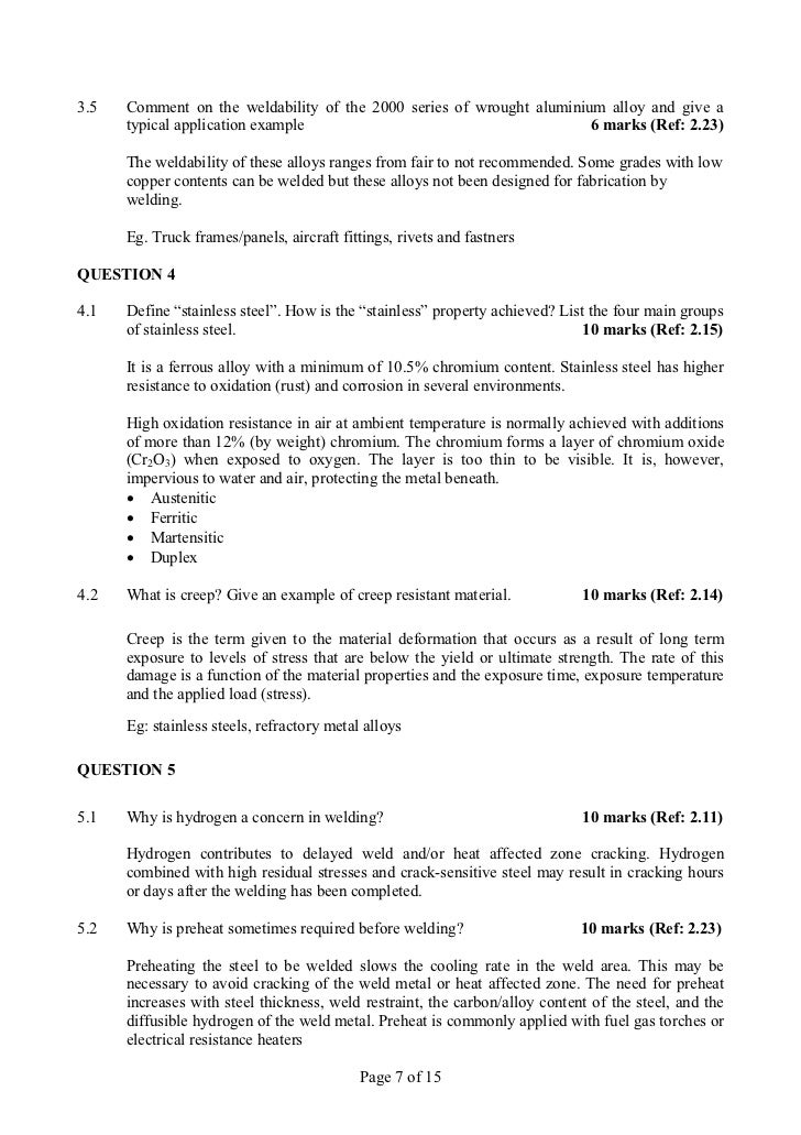 Sample questions and answers for iwp examinations