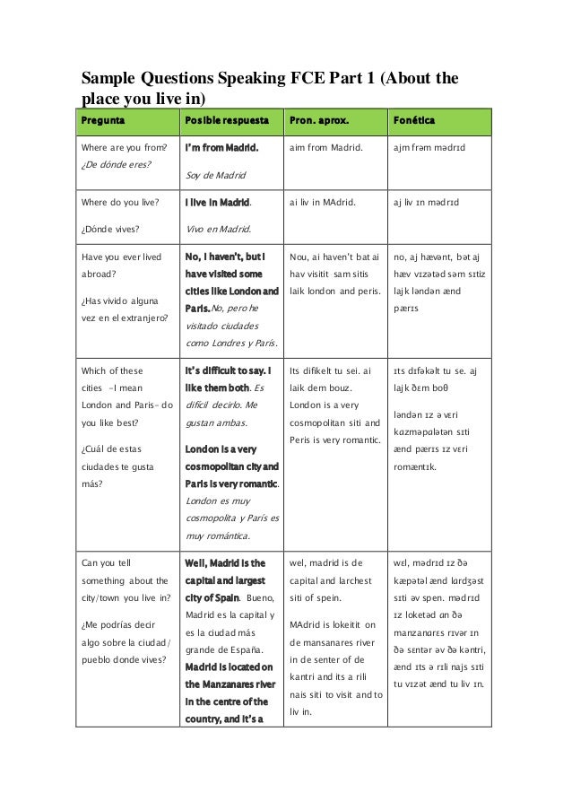 english list book cambridge fce Sample 1 questions part speaking