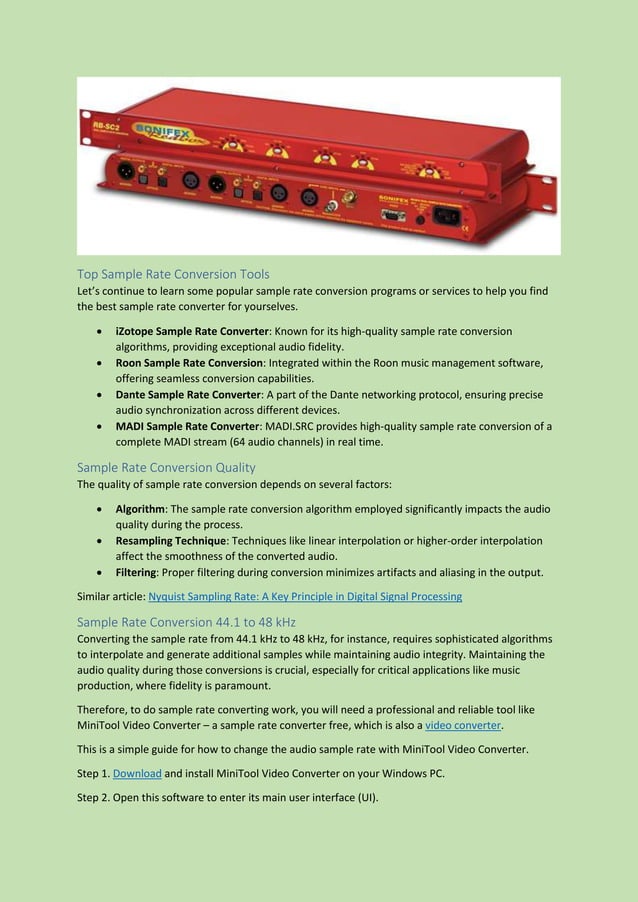 Sample Rate Converters for Different Formats, Platforms, Purposes.docx