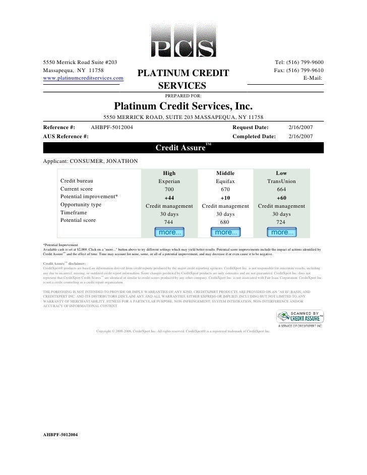 Pcs Credit Report