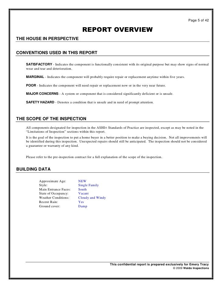 home inspection report template