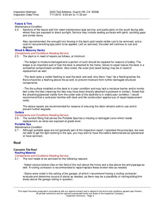 home inspection reports