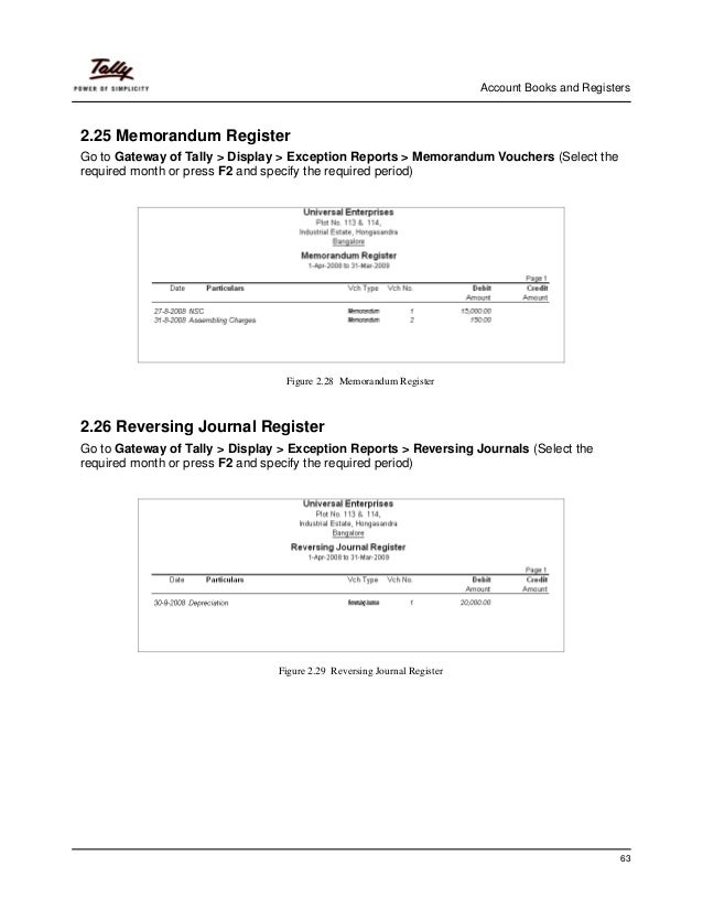 Sample reports in tally erp 9
