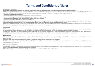 30
Resistive Memories Patent Landscape 2015
© 2015 All rights reserved | www.knowmade.com
Terms and Conditions of Sales
6. Protection of the Seller’s IPR
6.1 All the IPR attached to the Products are and remain the property of the Seller and are protected under French and international copyright law and conventions.
6.2 The Buyer agreed not to disclose, copy, reproduce, redistribute, resell or publish the Product, or any part of it to any other party other than employees of its company. The Buyer shall have the
right to use the Products solely for its own internal information purposes. In particular, the Buyer shall therefore not use the Product for purposes such as:
- Information storage and retrieval systems;
- Recordings and re-transmittals over any network (including any local area network);
- use in any timesharing, service bureau, bulletin board or similar arrangement or public display;
- Posting any Product to any other online service (including bulletin boards or the Internet);
- Licensing, leasing, selling, offering for sale or assigning the Product.
6.3 The Buyer shall be solely responsible towards the Seller of all infringements of this obligation, whether this infringement comes from its employees or any person to whom the Buyer has sent
the Products and shall personally take care of any related proceedings, and the Buyer shall bear related financial consequences in their entirety.
6.4 The Buyer shall define within its company point of contact for the needs of the contract. This person will be the recipient of each new report in PDF format. This person shall also be responsible
for respect of the copyrights and will guaranty that the Products are not disseminated out of the company.
7. Termination
7.1 If the Buyer cancels the order in whole or in part or postpones the date of mailing, the Buyer shall indemnify the Seller for the entire costs that have been incurred as at the date of notification
by the Buyer of such delay or cancellation. This may also apply for any other direct or indirect consequential loss that may be borne by the Seller, following this decision.
7.2 In the event of breach by one Party under these conditions or the order, the non-breaching Party may send a notification to the other by recorded delivery letter upon which, after a period of
thirty (30) days without solving the problem, the non-breaching Party shall be entitled to terminate all the pending orders, without being liable for any compensation.
8. Miscellaneous
All the provisions of these Terms and Conditions are for the benefit of the Seller itself, but also for its licensors, employees and agents. Each of them is entitled to assert and enforce those provisions
against the Buyer.
Any notices under these Terms and Conditions shall be given in writing. They shall be effective upon receipt by the other Party.
The Seller may, from time to time, update these Terms and Conditions and the Buyer, is deemed to have accepted the latest version of these terms and conditions, provided they have been
communicated to him in due time.
9. Governing law and jurisdiction
9.1 Any dispute arising out or linked to these Terms and Conditions or to any contract (orders) entered into in application of these Terms and Conditions shall be settled by the French Commercial
Courts of Grasse, which shall have exclusive jurisdiction upon such issues.
9.2 French law shall govern the relation between the Buyer and the Seller, in accordance with these Terms and Conditions.
 