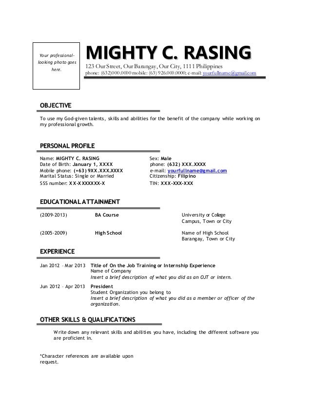 sample resume resume title sample