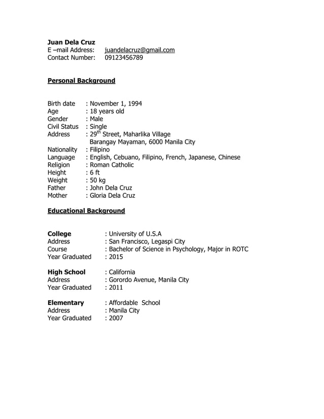 Sample resume for ROTC aspiring officers PDF