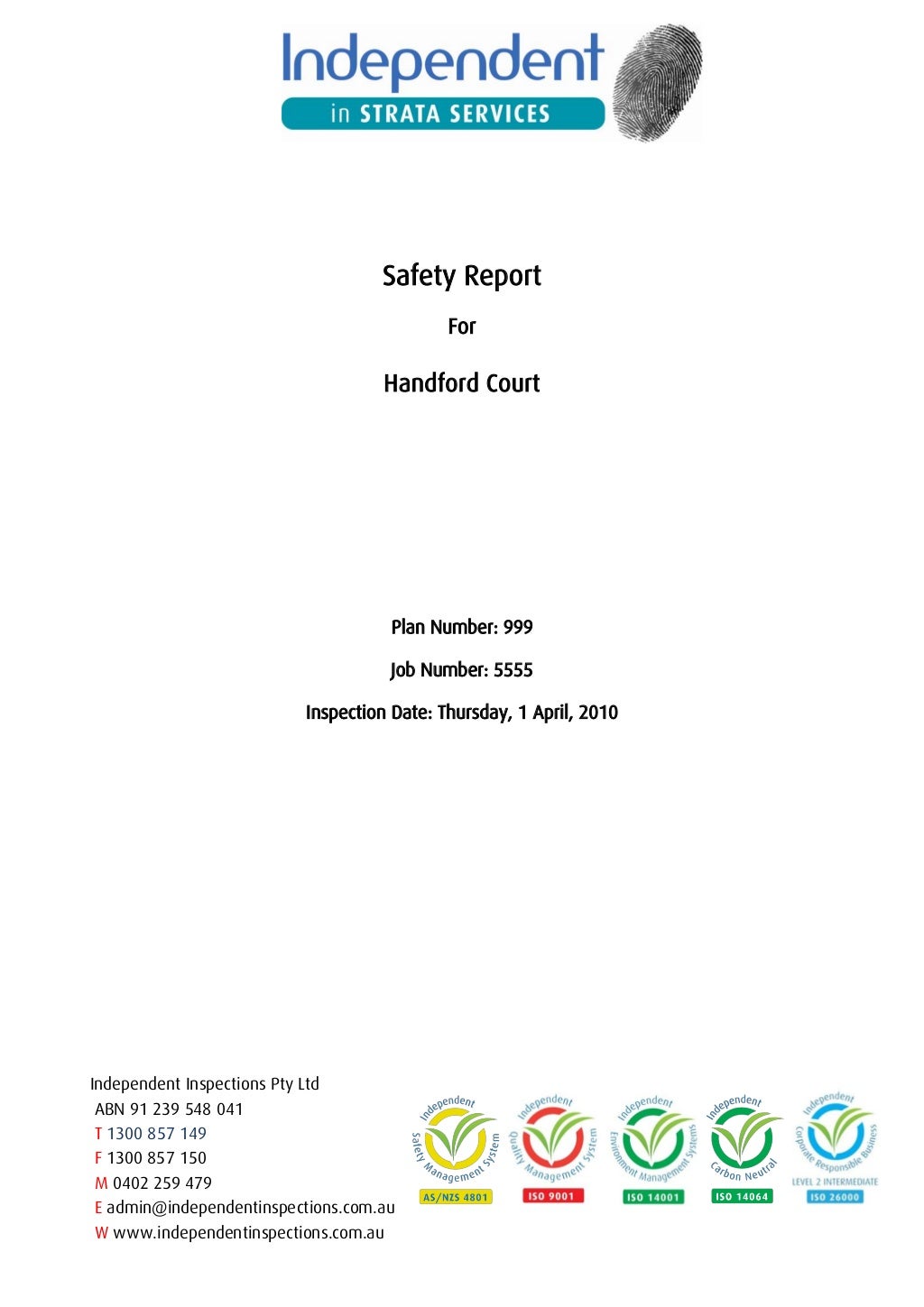 Sample safety report