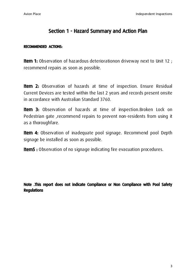 Sample safety report