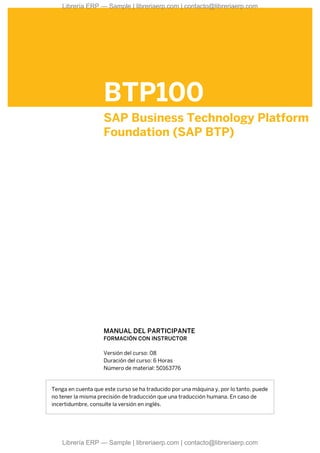 BTP100 SAP Business Technology Platform Foundation (SAP BTP) | PDF