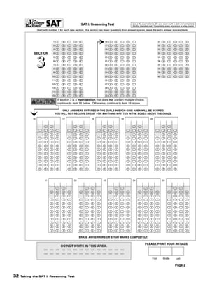 32

Taking the SAT I: Reasoning Test

 