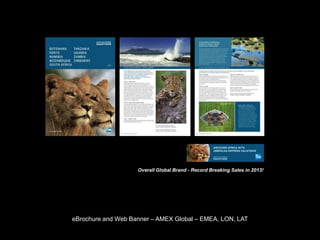 eBrochure and Web Banner – AMEX Global – EMEA, LON, LAT
Overall Global Brand - Record Breaking Sales in 2013!
 