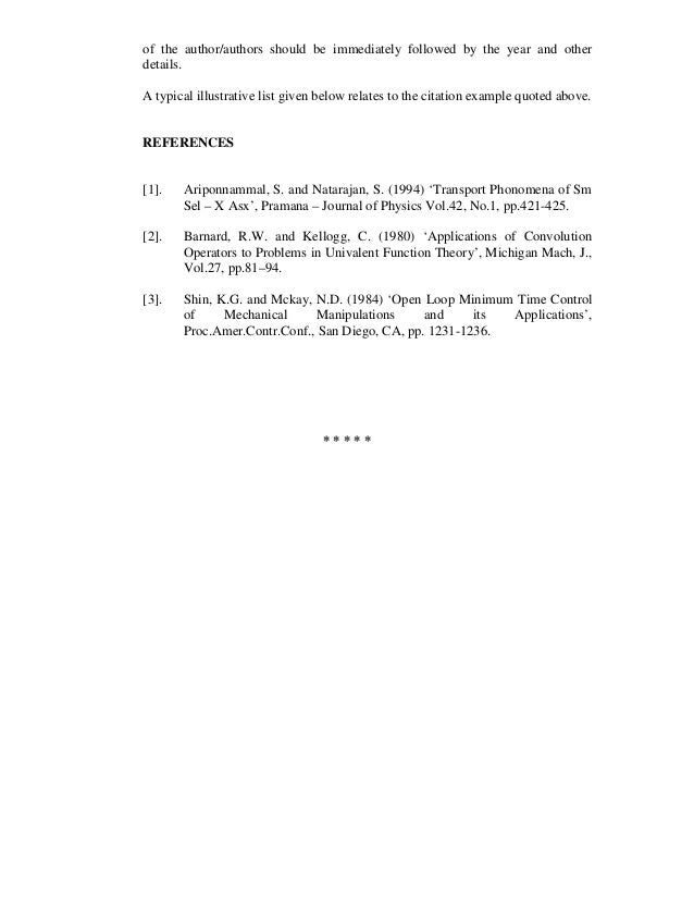 sample of a reference list
