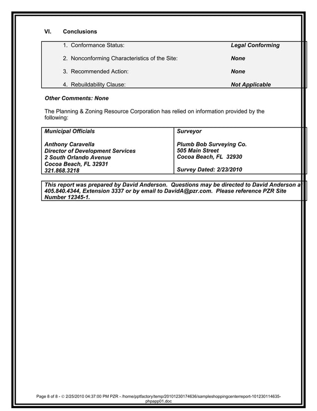 Sample Shopping Center Zoning Report PDF