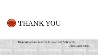 Help will Always be given to those who ASK for it.
-Dulbus Ambeldore
 